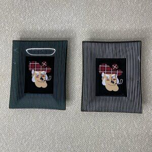 Vintage 1950s MCM Glass Ashtray Golf Scotsman & Pipe Mid-Century Set Of Two